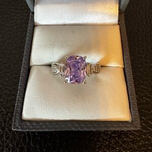 Bella Luce(R) Lavender and white diamond simulants rhodium over Sterling. Sz 6.